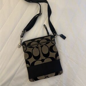 Coach Signature Black and Tan Crossbody Bag